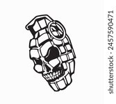 Skull Grenade, Time Bomb, Crazy Explosive Weapon War, War Military, Explode Bomb, Danger Kill, Tattoo Logo, PNG Clipart Vector Cricut Cut Cutting, Vector Files for Cricut