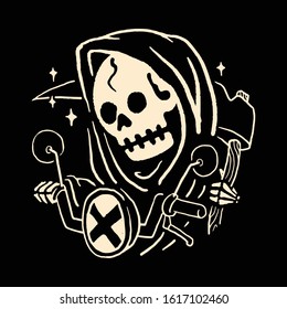 Skull Grim Reaper Biker Rider Graphic Illustration Vector Art T-shirt Design