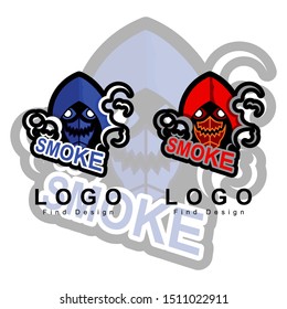 skull grim reaper esport logo with smoke, smoke team design