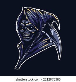 Skull Grim Reaper Head Illustration
