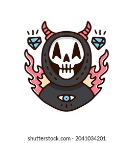 Skull grim reaper. illustration for t shirt, poster, logo, sticker, or apparel merchandise.