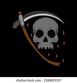 Skull grim reaper illustration vector for print on tshirt, poster, logo, stickers etc