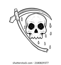 Skull grim reaper illustration vector for print on tshirt, poster, logo, stickers etc