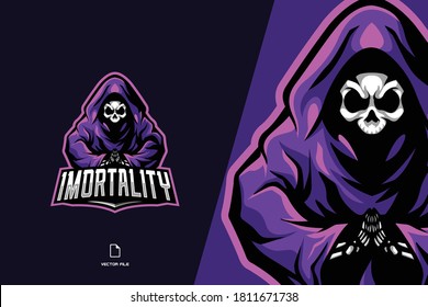 skull grim reaper mascot game logo for esport team template