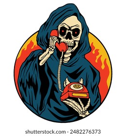 Skull Grim Reaper Retro Vector Illustration