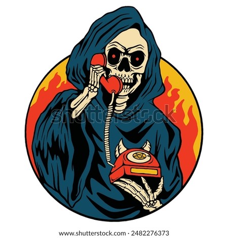 Skull Grim Reaper Retro Vector Illustration