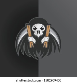 skull of grim reaper with the sickle