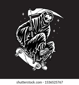 Skull Grim Reaper Skateboarding Line Graphic Stock Vector (Royalty Free ...