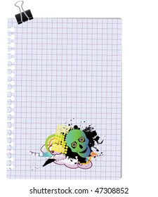 skull grunge design note