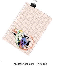 skull grunge design note