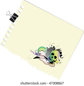 skull grunge design note