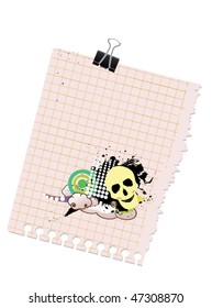 skull grunge design note
