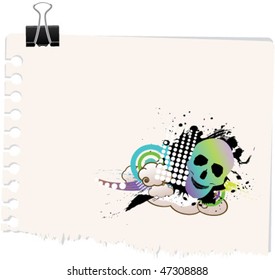 skull grunge design note