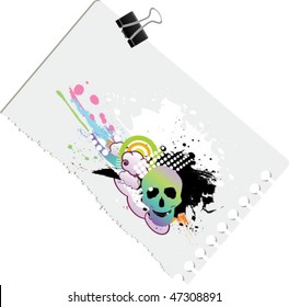 skull grunge design note