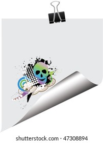 skull grunge design note