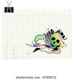 skull grunge design note