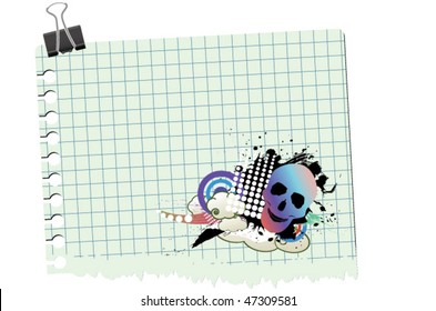 skull grunge design note