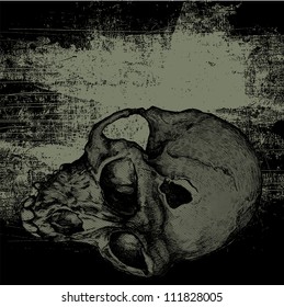skull and grunge scratched background. vector illustration.