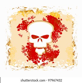 skull and grunge vector background