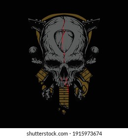 Skull guitar horror graphic illustration vector art t-shirt design