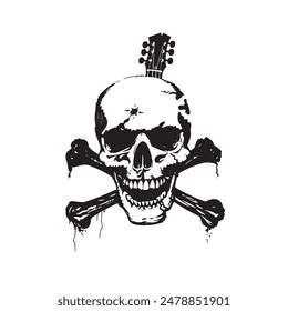 Calavera y guitarra logo banda rock