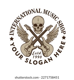 skull and guitar logo vector illustration