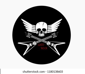 Skull guitar rock music logo backgrond