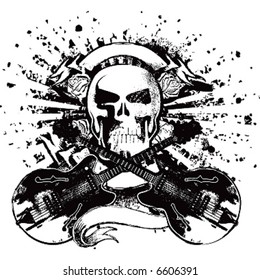 skull with guitars rock emblem