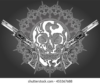 skull and gun artistic