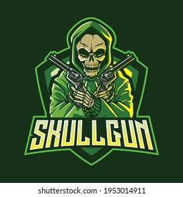 Skull With Gun Mascot Logo