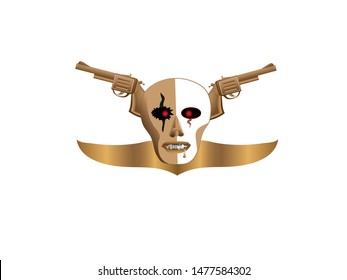 Skull and gun style vector for design work.