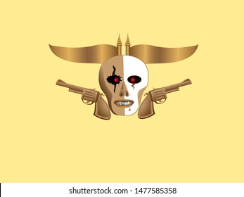 Skull and gun style vector for design work.