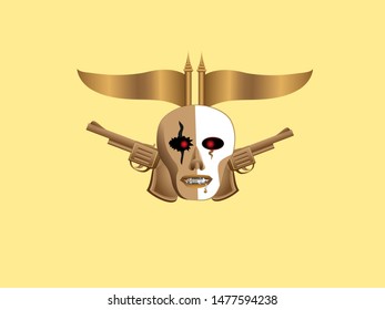 Skull and gun style vector for design work.