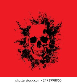 Skull, skull with gunge effect.  Human Skull Logo vector.