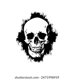 Skull, skull with gunge effect.  Human Skull Logo vector.