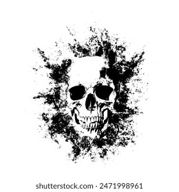 Skull, skull with gunge effect.  Human Skull Logo vector.