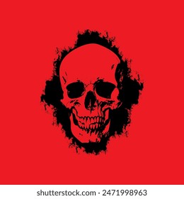 Skull, skull with gunge effect.  Human Skull Logo vector.