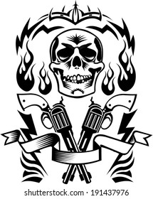 Skull Guns Stock Vector (Royalty Free) 191437976 | Shutterstock