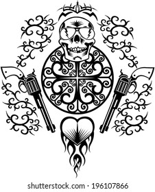 Skull and  guns 