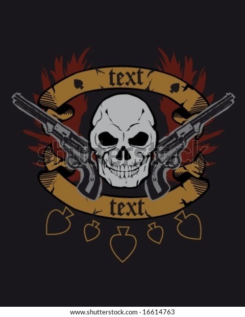 Skull Guns Cowboy Style Design Shirt Stock Vector (Royalty Free) 16614763