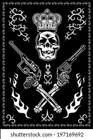 Skull, guns and fire