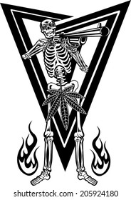 Skull, guns and grass