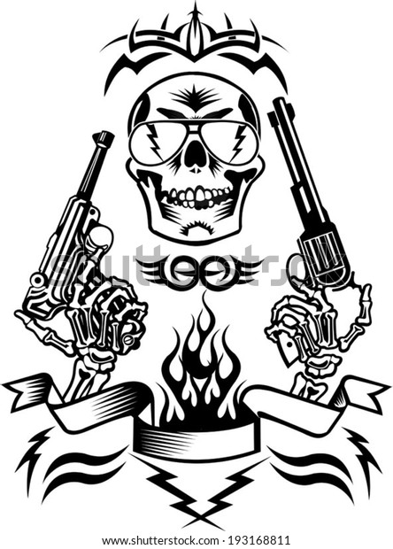 Skull Guns Parabellum Stock Vector (Royalty Free) 193168811 | Shutterstock