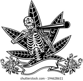 Skull, guns and roses