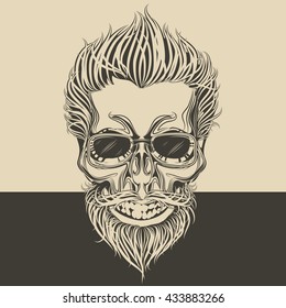 skull with hair