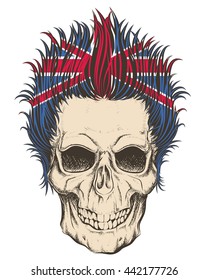 skull with hair