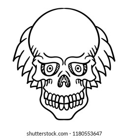 Skull with hair vector illustration