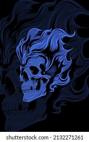 Skull with hair vector illustration