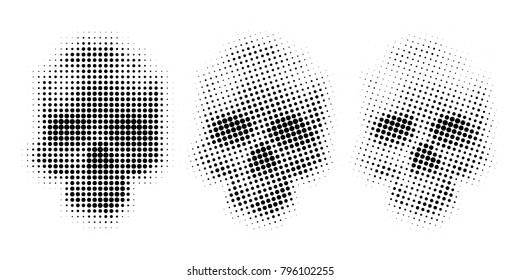 skull halftone. Art design of black dots on a white background isolated