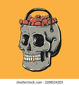Skull halloween with candy illustration